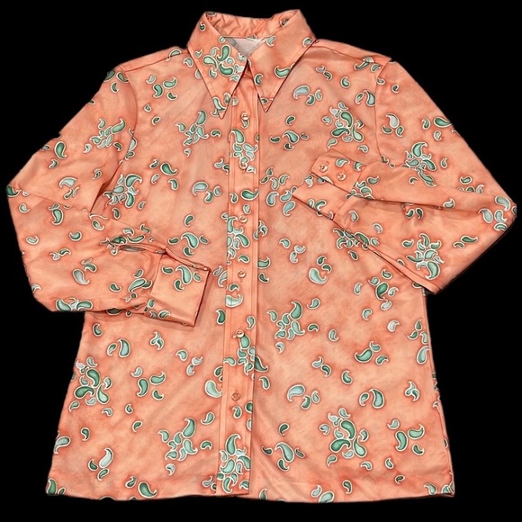 Vintage 70s Polyester Button Down Shirt - Picture 1 of 15